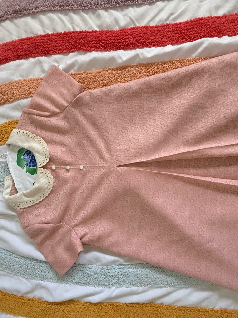 Gucci Pink Short-Sleeve Dress with Lace Collar